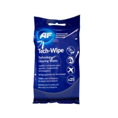 Tisztítókendő, képernyőhöz, alkoholmentes, nedves, 25 db, AF "Tech-wipes"